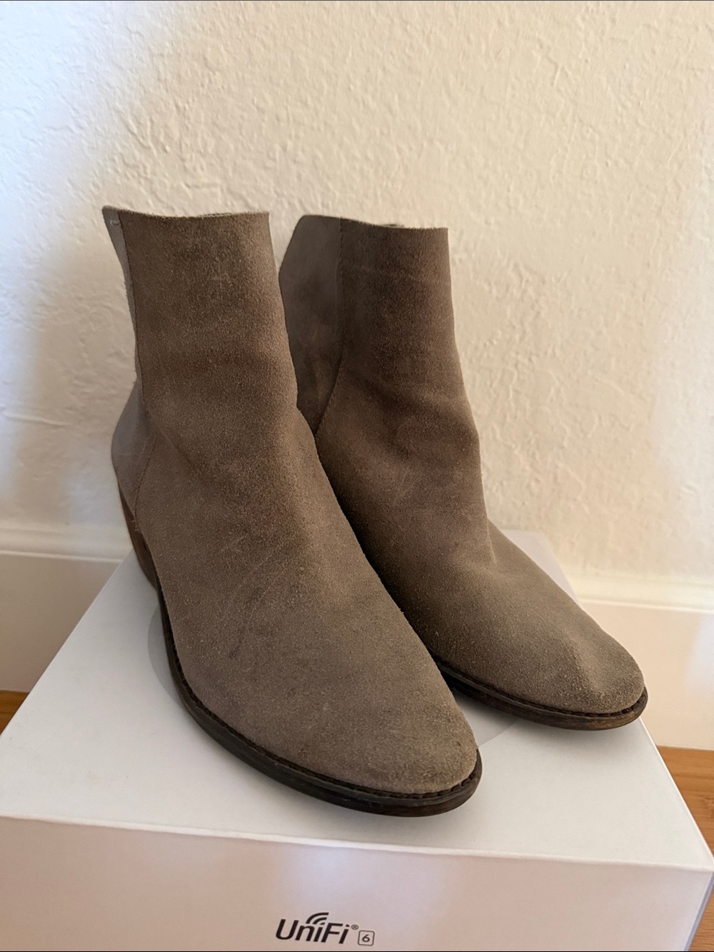 Lucky Brand  Taupe Suede Ankle Boots - Classic Chelsea Style 8.5